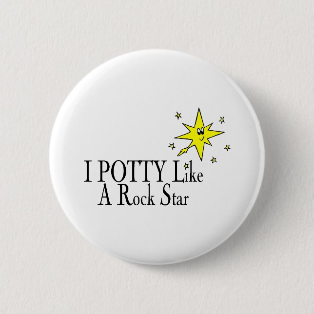 I POTTY Like A Rock Star Pinback Button (Front)