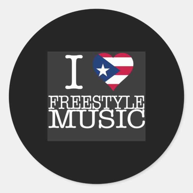 I Pr Heart Style Music Black T Shirt  Classic Round Sticker (Front)