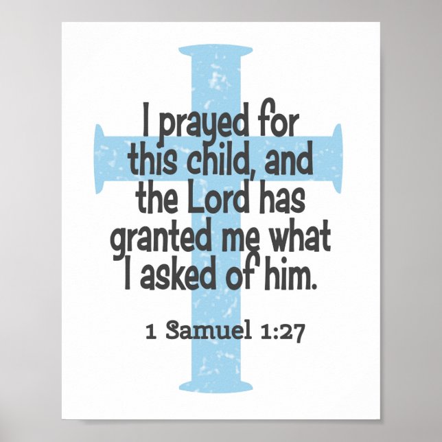 I Prayed For This Child Blue Cross Poster (Front)