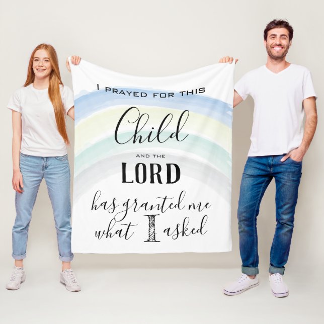I Prayed for this Child Rainbow Baby Boy Fleece Blanket (In Situ)