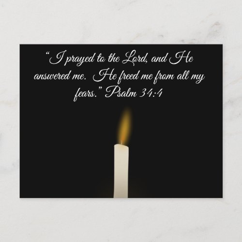 I prayed to the Lord and He answered me Psalm 34 Postcard