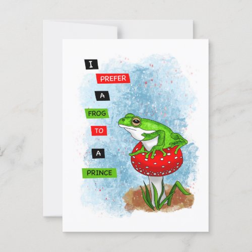 I Prefer a Frog to a Prince  Frog Artwork Postcard