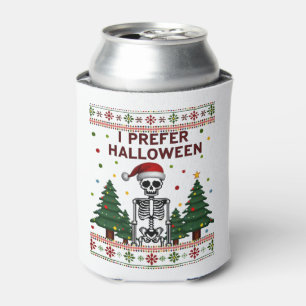 I Prefer Halloween Skeleton Ugly Christmas Skull S Can Cooler