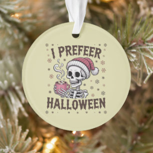 I Prefer Halloween Spooky Xmas Skeleton Gothic Ornament