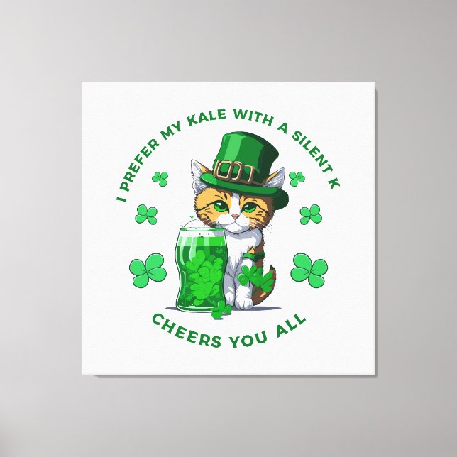 I Prefer My Kale With A Silent K Funny Beer Lover Canvas Print (Front)