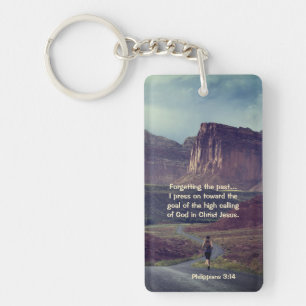 I press on toward the goal Philippians 3:14 Bible Keychain