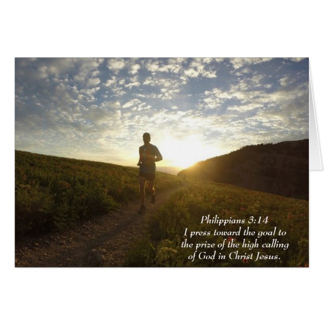 I Press Toward the Goal Philippians 3:14 Card (Front Horizontal)