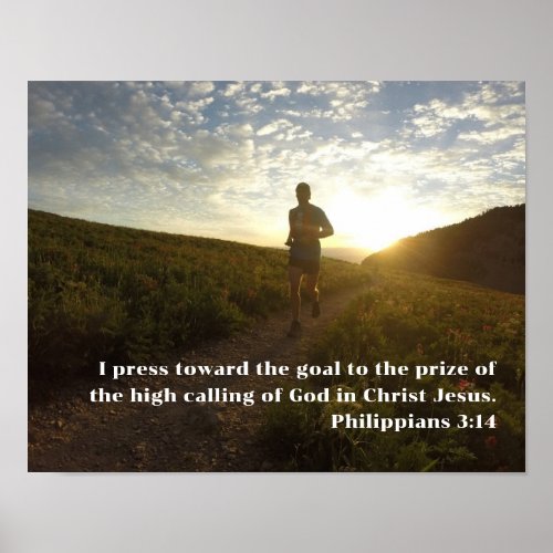I Press Toward the Goal Philippians 314 Scripture Poster