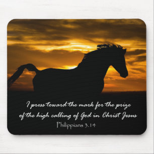 I press Toward the Mark Bible Verse with Horse Mouse Pad