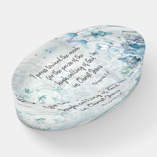I Press Toward the Mark Philippians Bible Verse Paperweight (Angled)
