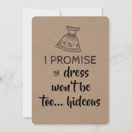 I Promise Bridesmaid  Maid of Honor Proposal Invitation