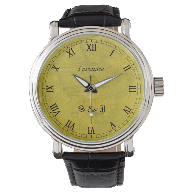 I Promise Brushed Gold Monogram Wristwatch (Front)