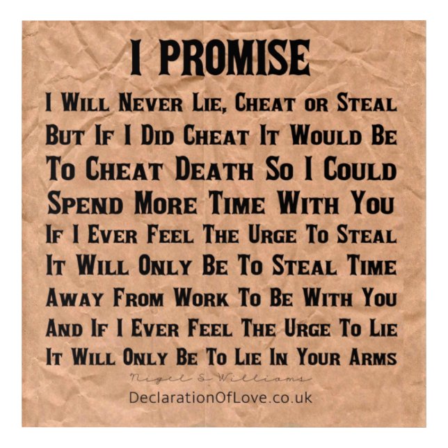 I Promise To Love You Forever Acrylic Print (Front)