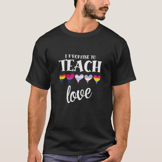 I Promise To Teach Love Lgbt Q Pride Proud Ally Te T-Shirt (Front)