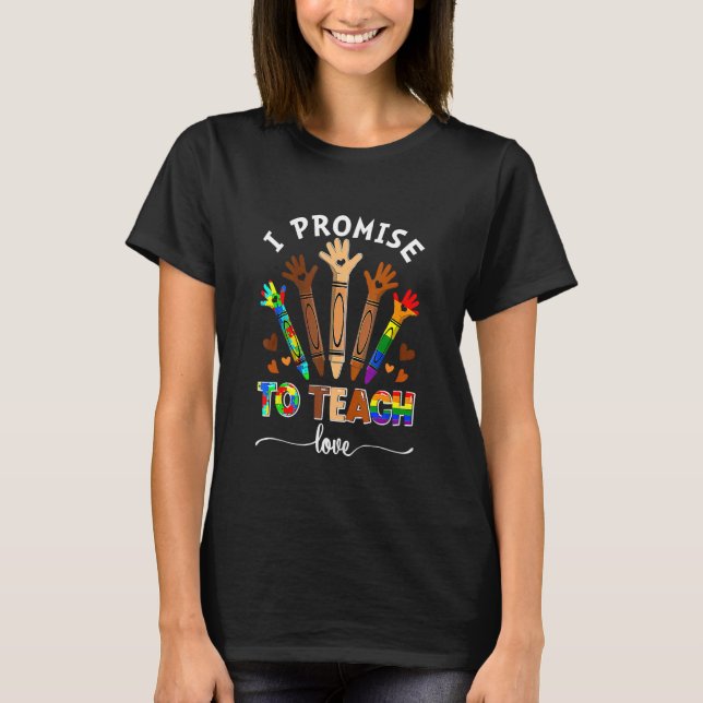 I Promise To Teach Love Lgbt Q Pride Proud Ally Te T-Shirt (Front)