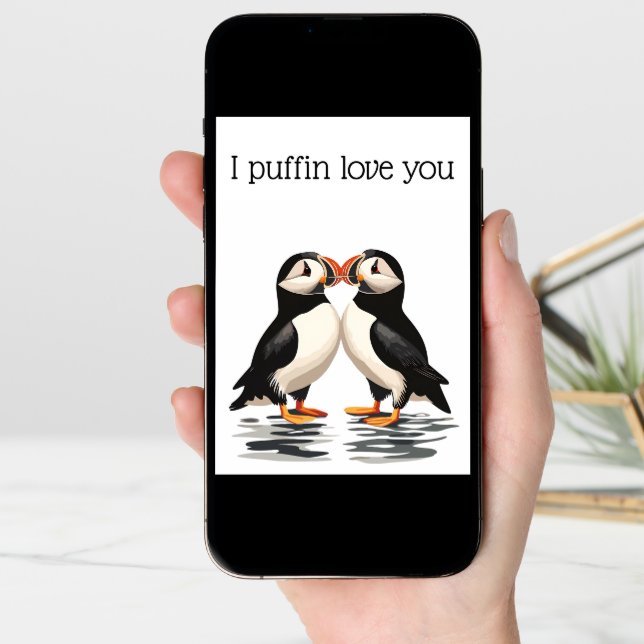 I Puffin Love you Valentine's Day Anniversary Card (Front Digital)