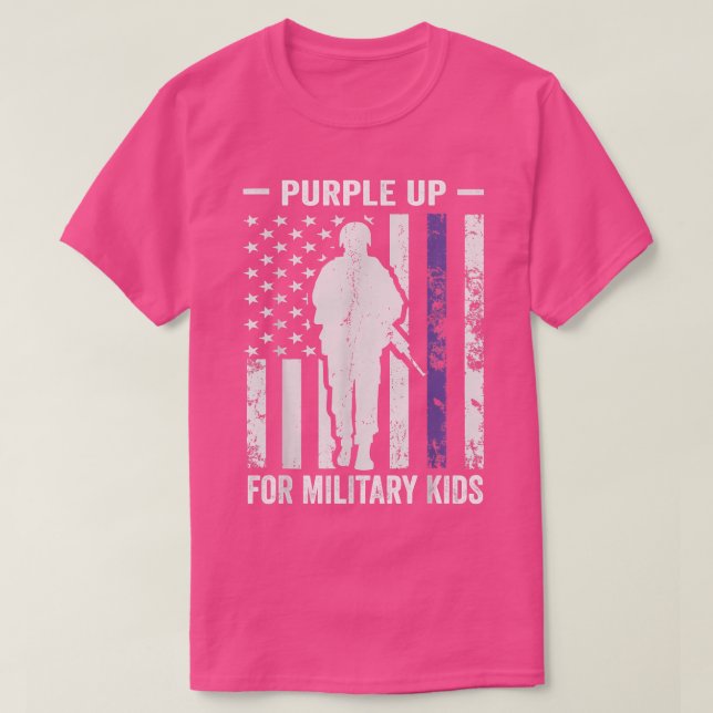 I Purple Up For Military Kids Soldier Strong Month T-Shirt (Design Front)