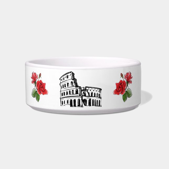 *~* I PURR IN ITALIAN COLOSSEUM RED ROSES BOWL (Front)
