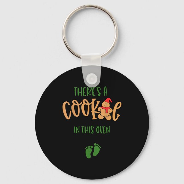 I Put A Cookie In That Oven Couples Christmas Preg Keychain (Front)
