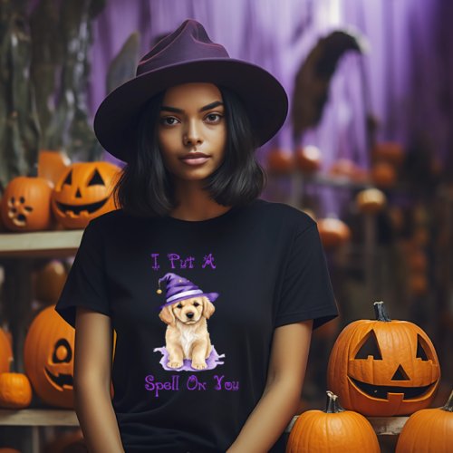I Put A Spell On You Golden Retriever Witch T_Shirt