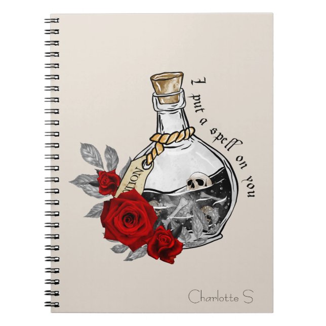 I Put A Spell On You – Love Potion with Skulls Notebook (Front)