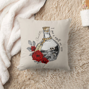 I Put A Spell On You – Love Potion with Skulls Throw Pillow