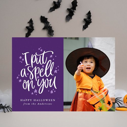 I Put A Spell On You  Purple Halloween Photo Card