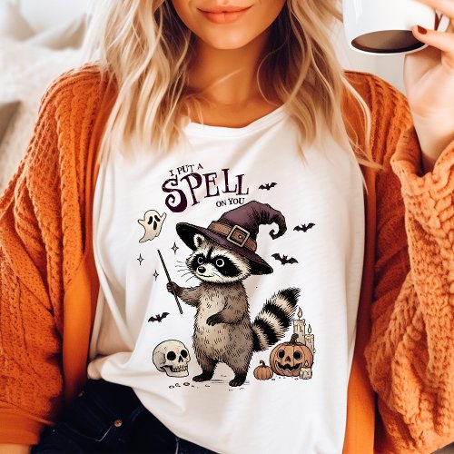 I Put a Spell on You Vintage Raccoon Halloween T_Shirt