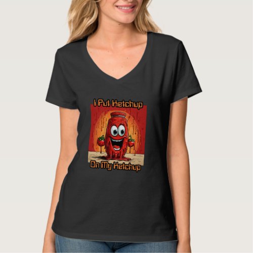 I Put Ketchup On My Ketchup funny cartoon T_Shirt