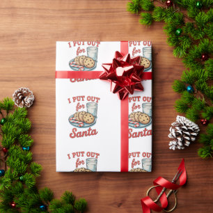 I Put Out For Santa Funny Christmas Milk Cookies Wrapping Paper