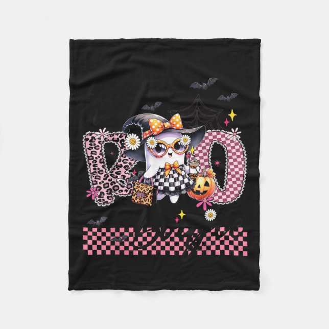 I Put The Boo In Boujee Cute Ghost Leopard Boujie  Fleece Blanket (Front)