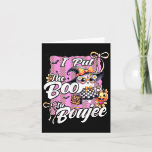 I Put The Boo In Boujee Cute Ghost Leopard Hallowe Card