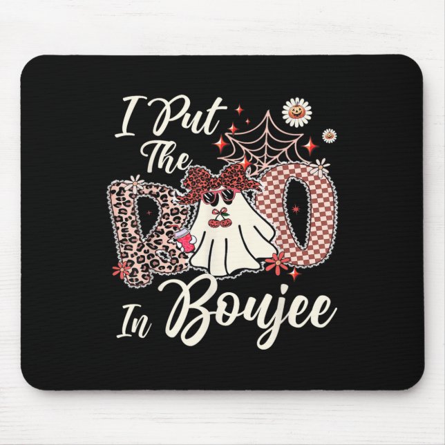 I Put The Boo In Boujee Cute Leopard Retro Ghost H Mouse Pad (Front)