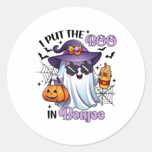 I Put The Boo In Boujee Funny Halloween Outfit Cos Classic Round Sticker