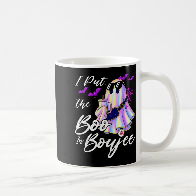 I Put The Boo In Boujee Funny Leopard Boujie Ghost Coffee Mug (Right)