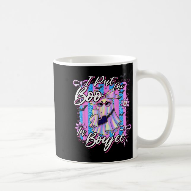 I Put The Boo In Boujee Funny Leopard Boujie Ghost Coffee Mug (Right)