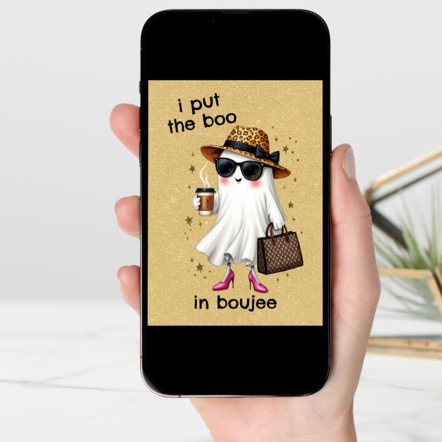 I Put The Boo in Boujee Ghost Coquette Halloween Card (Front Digital)