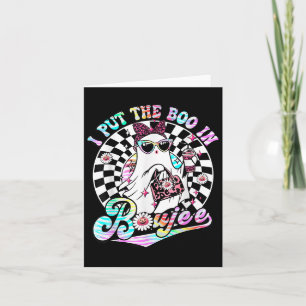 I Put The Boo In Boujee Ghost Retro Zebra Leopard Card