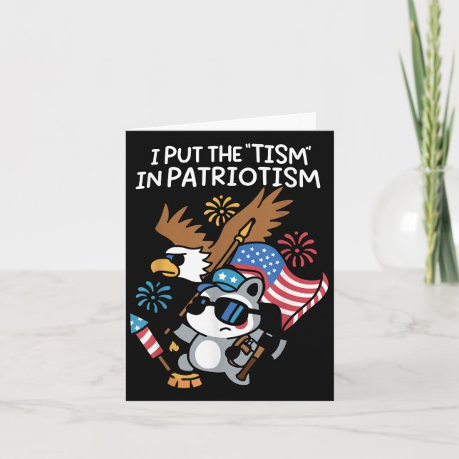 I Put The Tism In Patriotism Athletic Eagle  Card (Front)