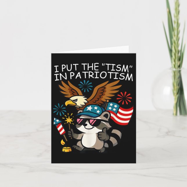 I Put The Tism In Patriotism Athletic Eagle  Card (Front)