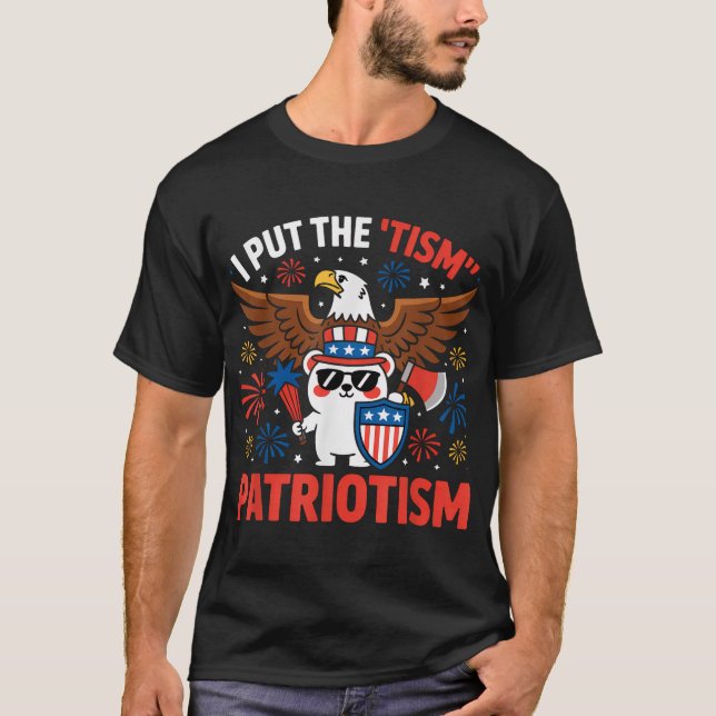 I Put The Tism In Patriotism Athletic Eagle  T-Shirt (Front)