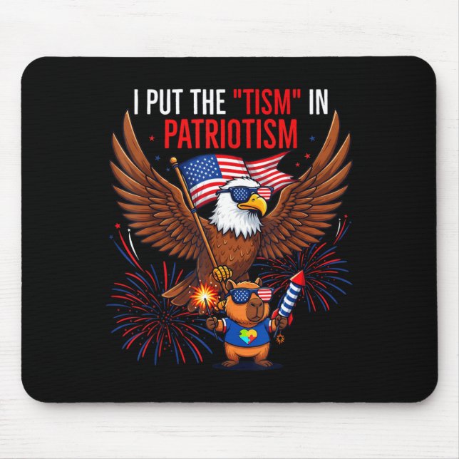 I Put The Tism In Patriotism Athletic Eagle Tism F Mouse Pad (Front)