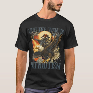 I Put The Tism In Patriotism Eagle Raccoon Usa T-Shirt