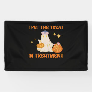 I Put Treat In Treatment Retro Funny Nurse Doctor Banner