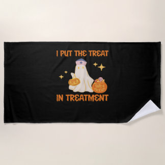 I Put Treat In Treatment Retro Funny Nurse Doctor Beach Towel