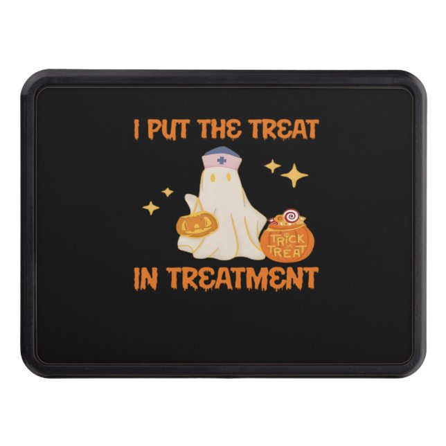 I Put Treat In Treatment Retro Funny Nurse Doctor  Hitch Cover (Front)