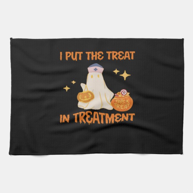 I Put Treat In Treatment Retro Funny Nurse Doctor  Kitchen Towel (Horizontal)