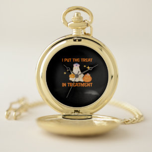 I Put Treat In Treatment Retro Funny Nurse Doctor Pocket Watch