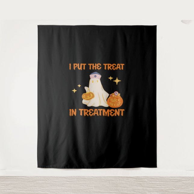 I Put Treat In Treatment Retro Funny Nurse Doctor  Tapestry (Front)