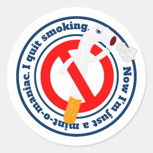 I quit smoking funny saying classic round sticker